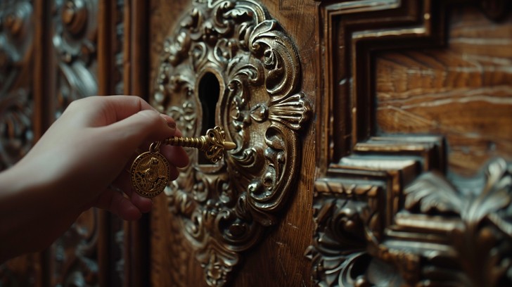 Ornate door being unlocked